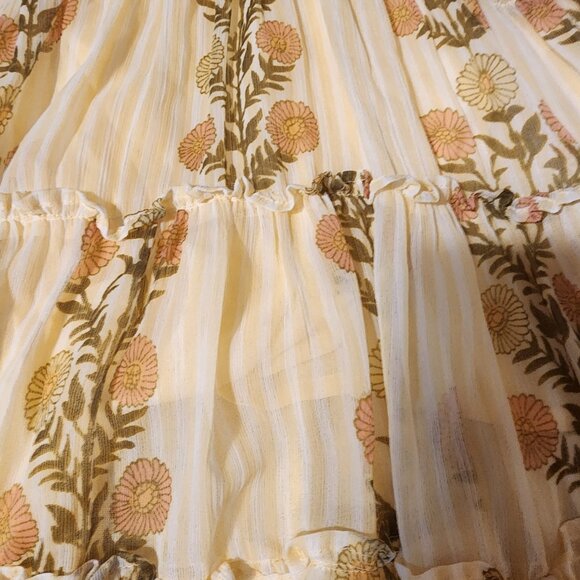 Free People Alejandra Floral Midi Dress Missing Strap Yellow Med - Picture 7 of 12